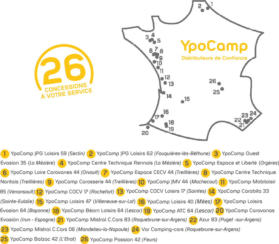 Réseau YpoCamp - Distributeurs de camping-cars, fourgon et vans aménagés